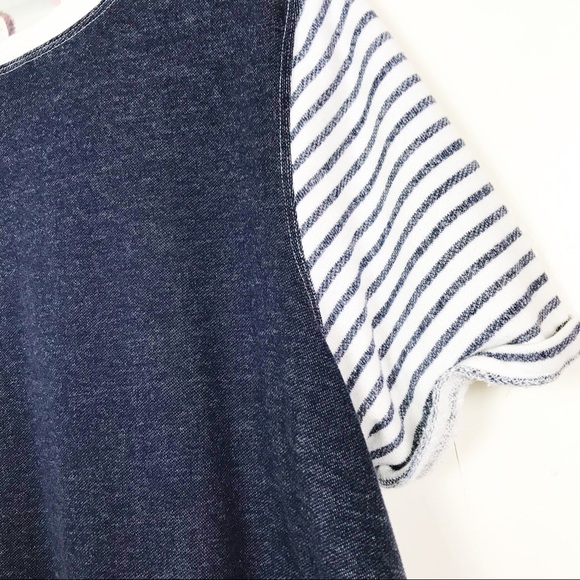 Avenue Striped Terry Cloth Short Sleeve Tee Tunic - Picture 5 of 6